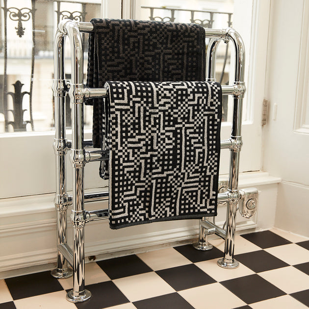 Dark Grey Route bath towel – 100% Cotton designed by Zuzunaga